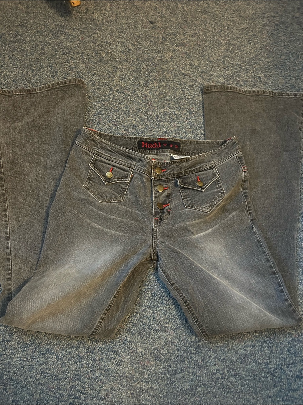 Mudd Women's Gray Boot Cut Jeans with Button-Fly